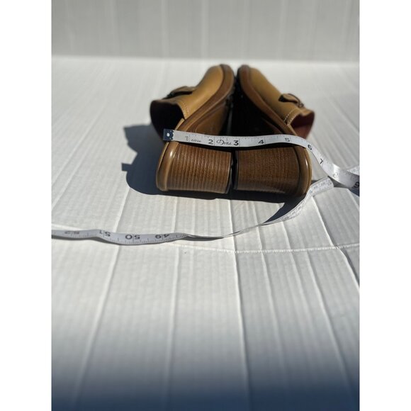 Dansko Womens oyster honey Tan Leather Clog Mules Size 37 (7) With Buckle Detail - Picture 10 of 10